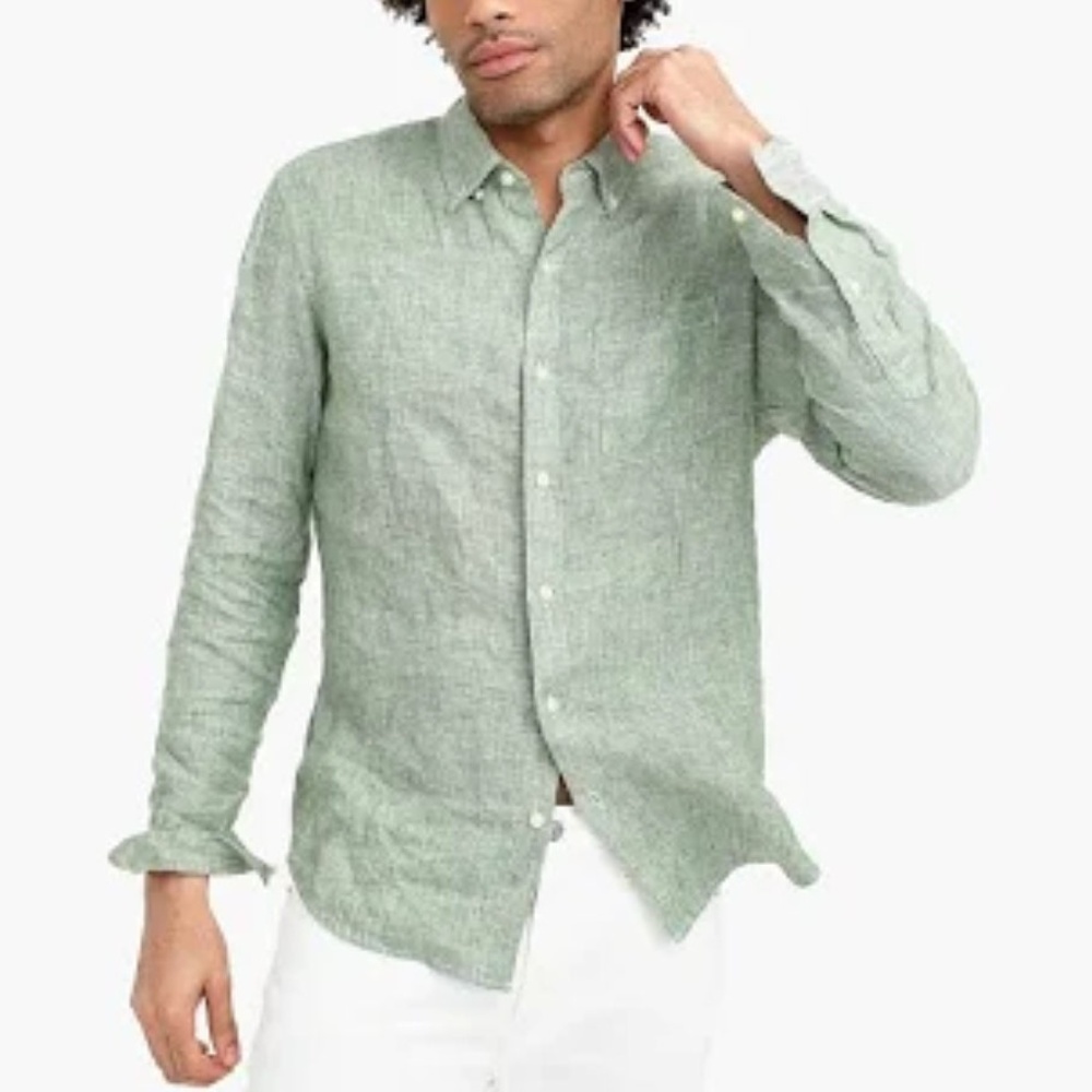 Light Green linen J.crew men’s shirt